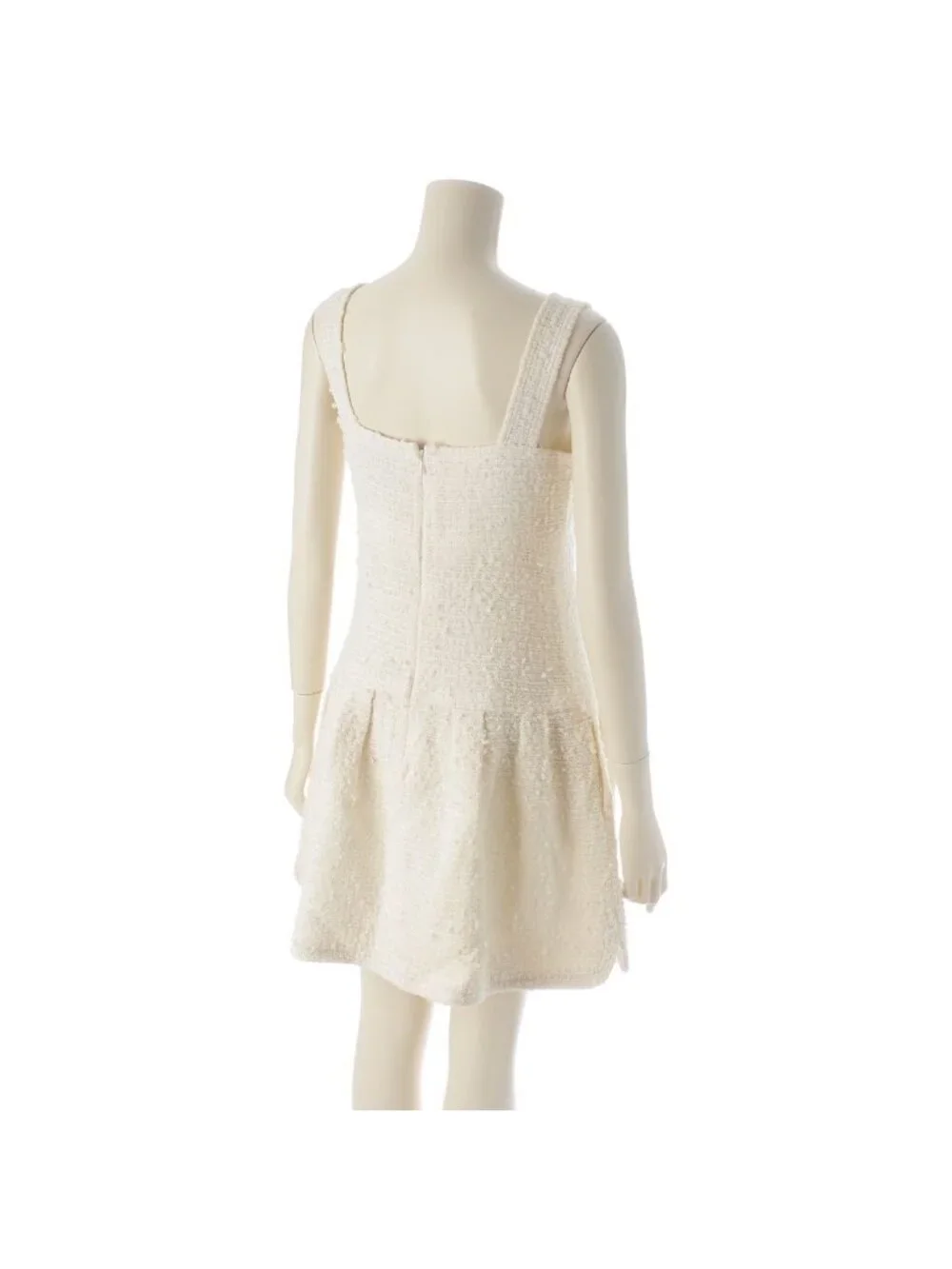Chanel Tweed Lion Button Jacket Dress Set White 34